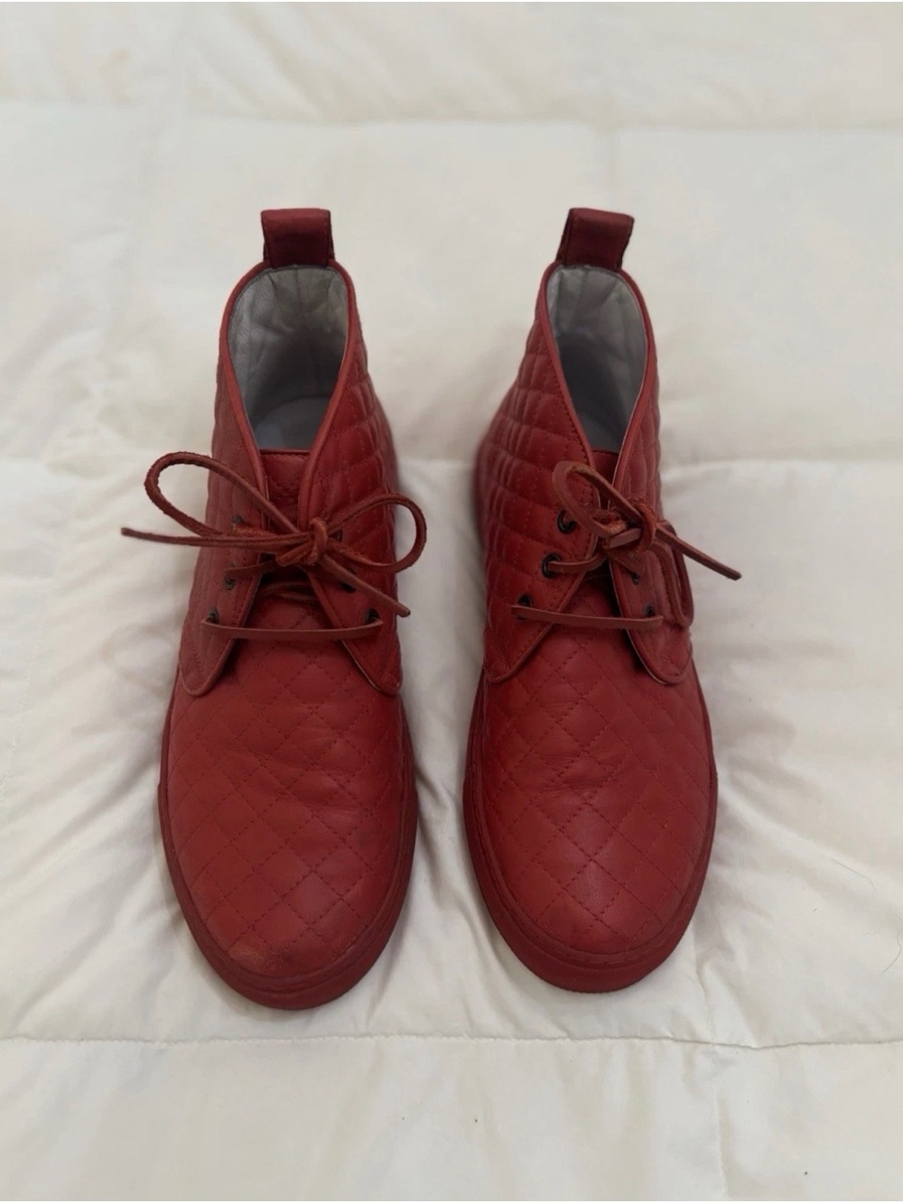 Del Toro Men's Quilted Chukka Red Lace-Up Shoes Size 9.5